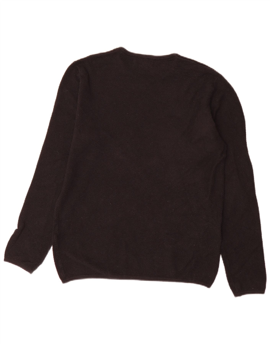 Zara Męski sweter z okrągłym dekoltem, duży, czarny, bawełniany