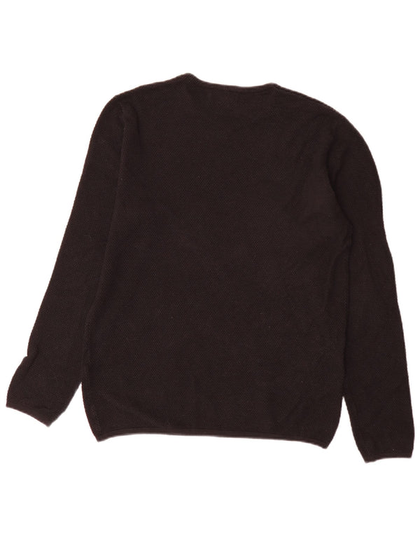 Zara Męski sweter z okrągłym dekoltem, duży, czarny, bawełniany