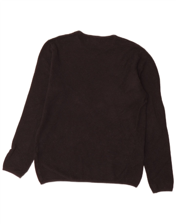 Zara Męski sweter z okrągłym dekoltem, duży, czarny, bawełniany