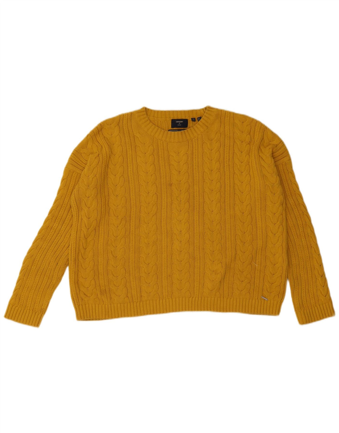 Damski sweter oversize Superdry z okrągłym dekoltem, UK 10, mały, żółty