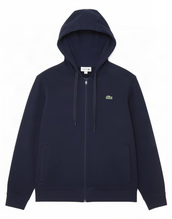 Lacoste Męski sweter z kapturem i zamkiem, rozmiar 4, średni granatowy, bawełniany