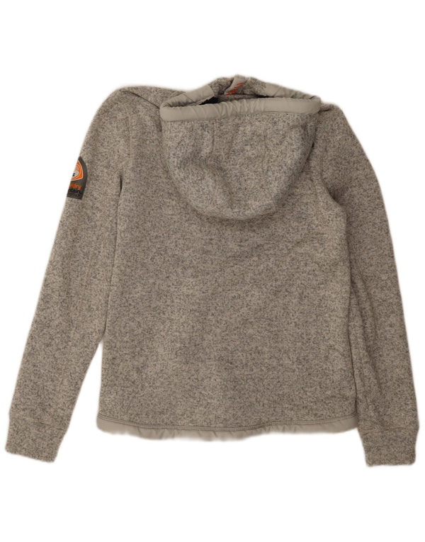 Damski sweter z kapturem Superdry, UK 14, średni szary, nakrapiany poliester