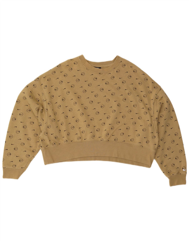 Damski sweter oversize z grafiką NIKE, rozmiar UK 10, mały khaki