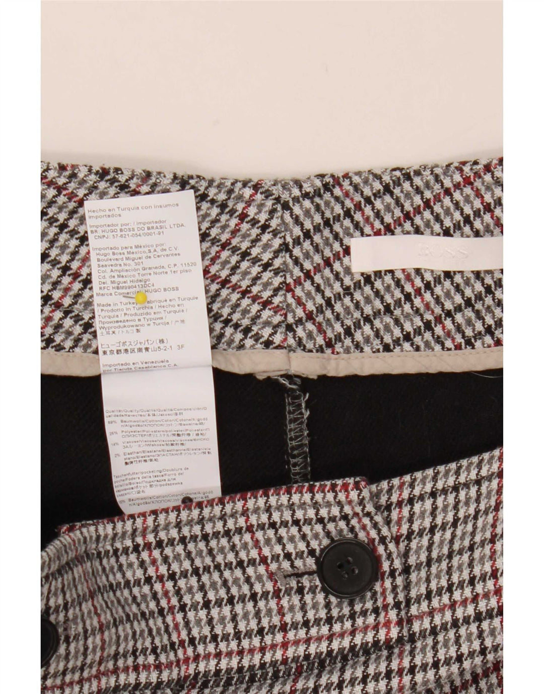 Damskie spodnie garniturowe Hugo Boss UK 12 Medium W32 L27 Szara pepitka