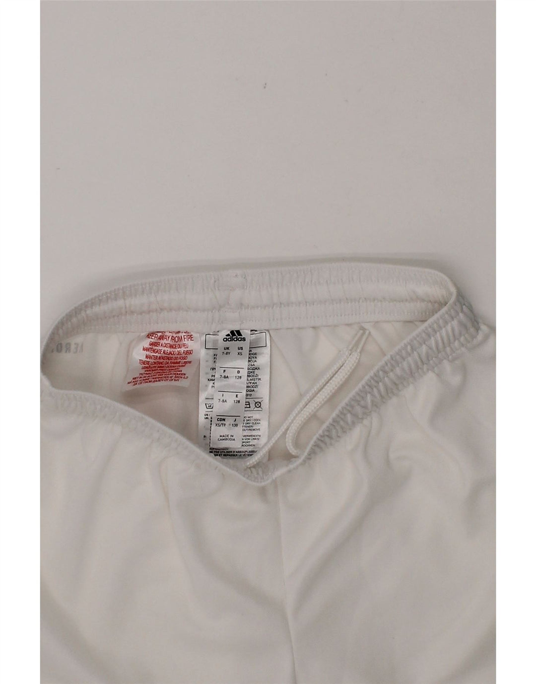ADIDAS Boys Aeroready Sport Shorts 7-8 Years  White Polyester Vintage Adidas and Second-Hand Adidas from Messina Hembry 