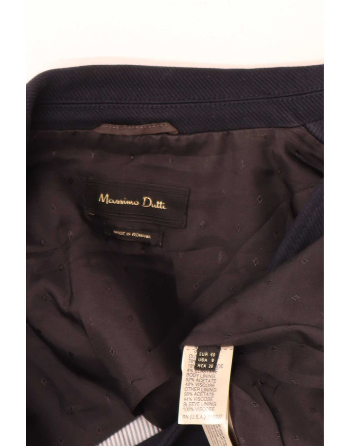 Massimo Dutti Damska marynarka zapinana na 1 guzik EU 40 Średni granatowy, bawełniany