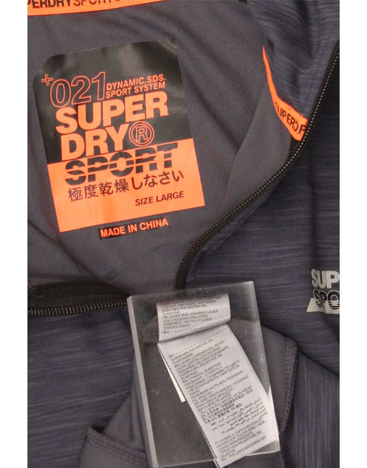 SUPERDRY Męski sweter z kapturem i zamkiem błyskawicznym, duży, granatowy, nakrapiany poliester