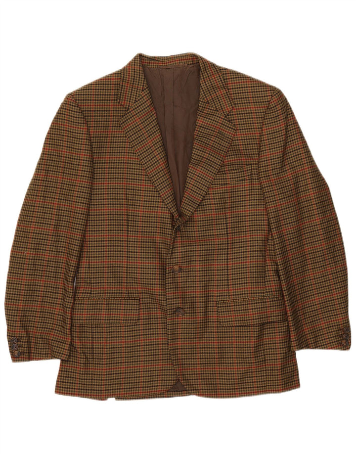 Loro Piana Męska marynarka zapinana na 3 guziki IT 50, duża, khaki, pepitka