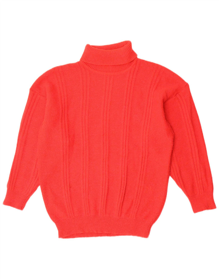 Vintage męski sweter z wywijanym dekoltem XL, czerwony akryl