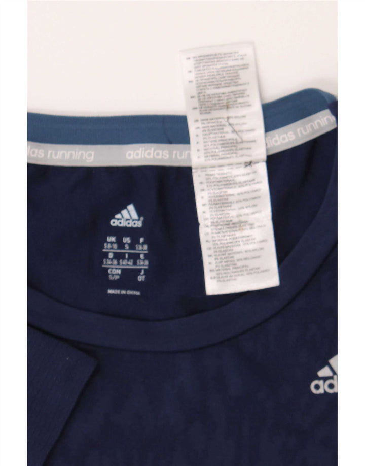 Damska koszulka Adidas do biegania z abstrakcyjnym wzorem Top UK 8/10, mała, granatowa