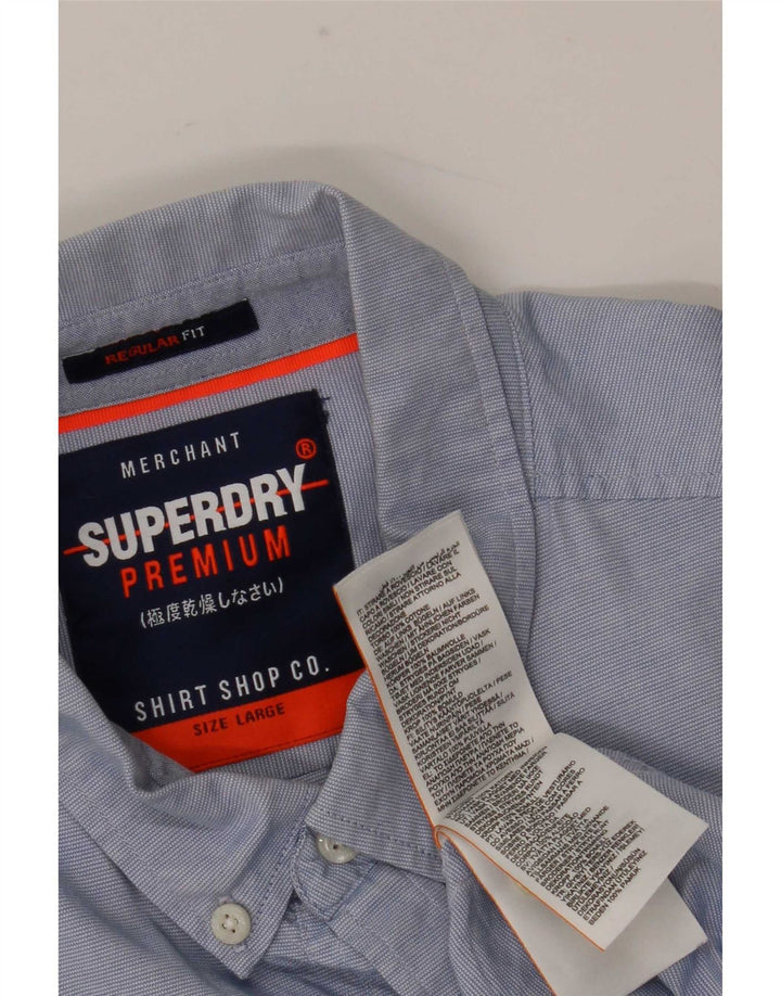 Męska koszula Superdry o regularnym kroju, duża, niebieska, bawełniana w prążki