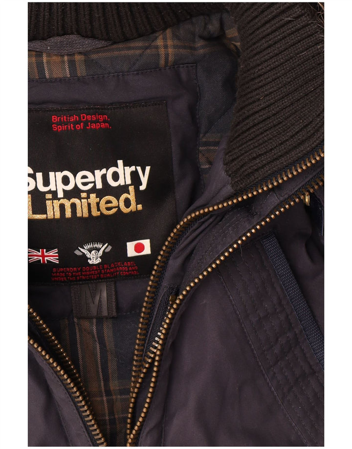 Damska kurtka wiatrówka z kapturem Superdry UK 14, średni granatowy, bawełniany