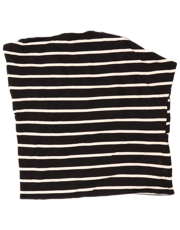Zara Womens T-Shirt Top UK 10 Small Black Striped Cotton