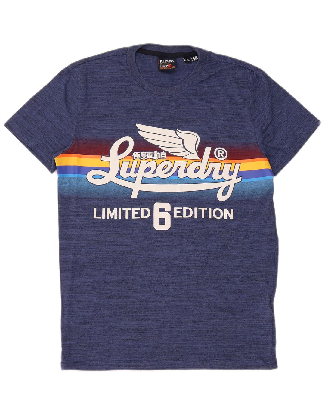 Męska koszulka Superdry Regular Graphic Top, średnia niebieska bawełna w cętki