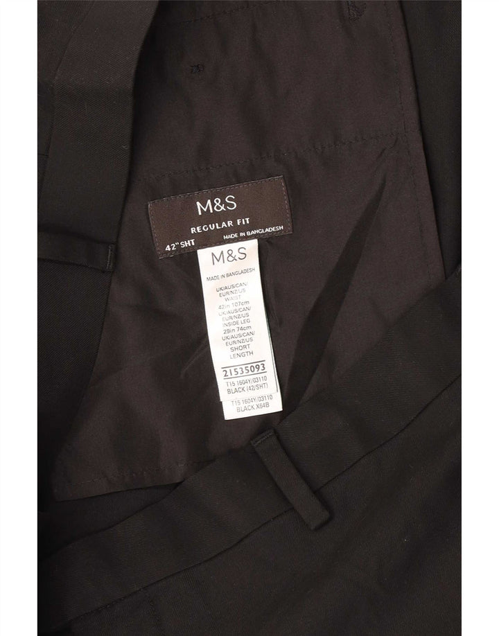 Męskie spodnie garniturowe Marks & Spencer o prostym kroju i regularnym kroju W42 L29 czarne