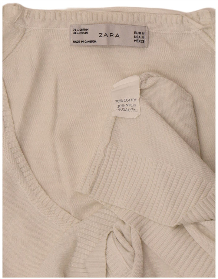 Sweter damski Zara Crop Cardigan UK 12 Średniej Białej Bawełny