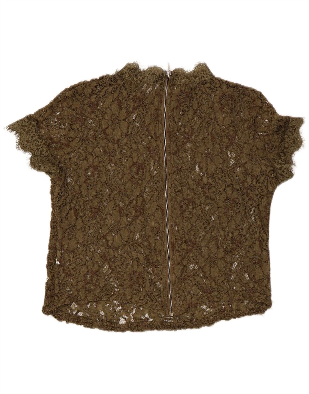 Koronkowa prześwitująca bluzka damska Zara UK 8 Small Khaki