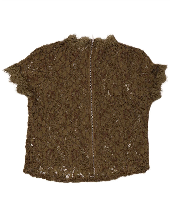 Koronkowa prześwitująca bluzka damska Zara UK 8 Small Khaki