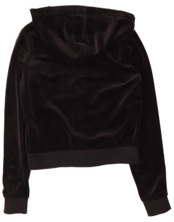 Damski sweter Juicy Couture z kapturem i zamkiem błyskawicznym UK 10, mały, czarny poliester