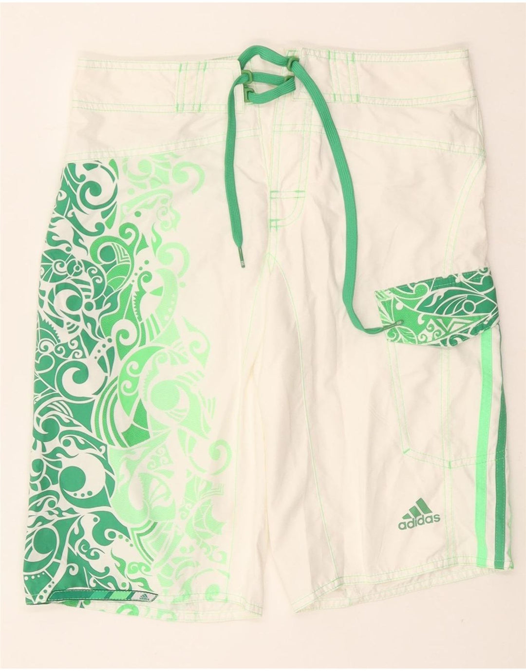 Męskie spodenki kąpielowe ADIDAS XS, biały, poliestrowy wzór paisley