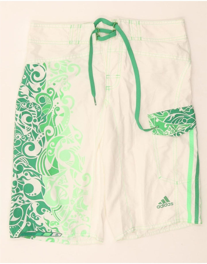 Męskie spodenki kąpielowe ADIDAS XS, biały, poliestrowy wzór paisley