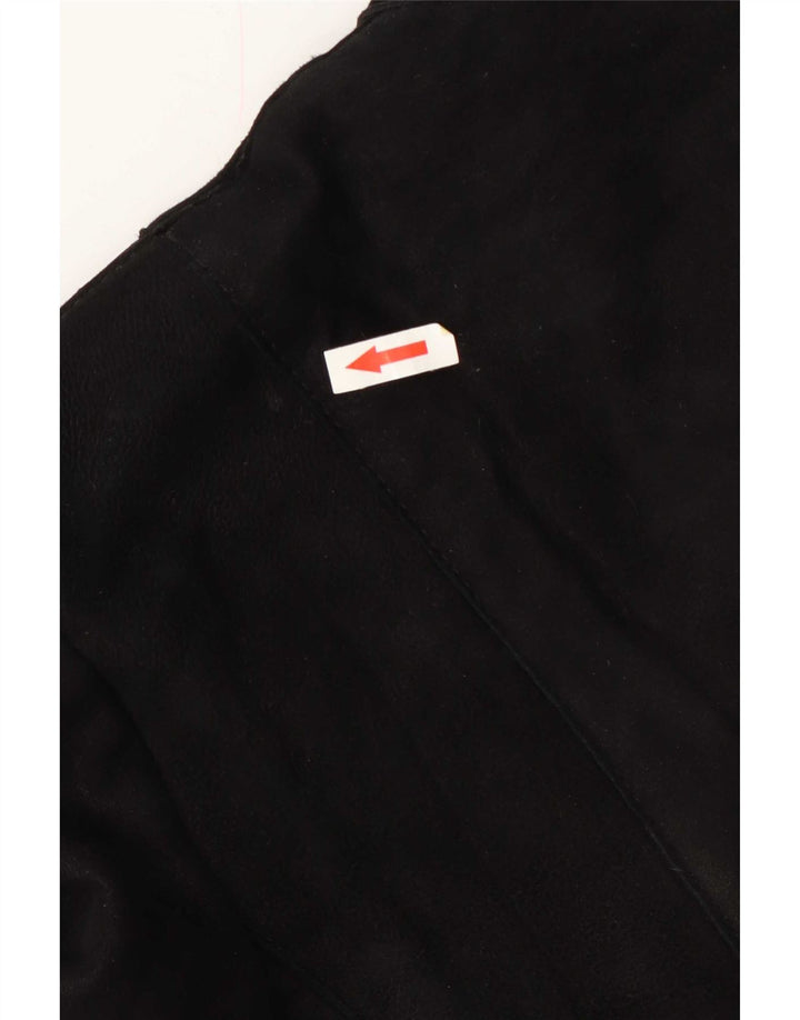Damska kurtka shearling w stylu vintage IT 46, duża czarna