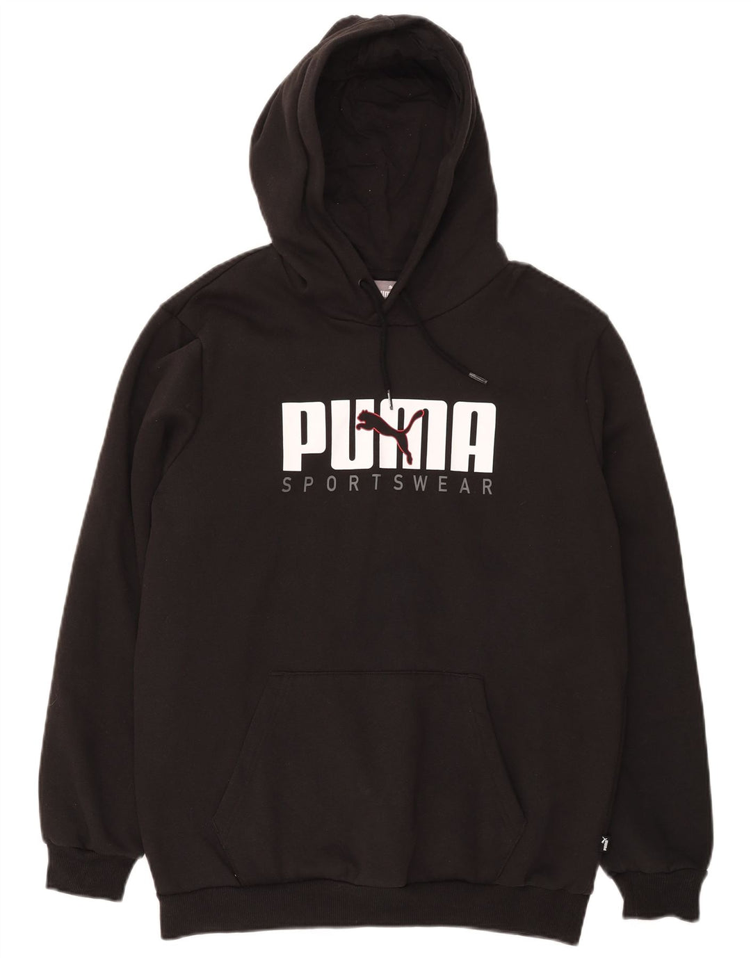 PUMA Mens Graphic Hoodie Jumper Medium Black Cotton