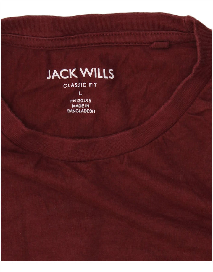 Męski T-shirt JACK WILLS o klasycznym kroju, duży, bordowy