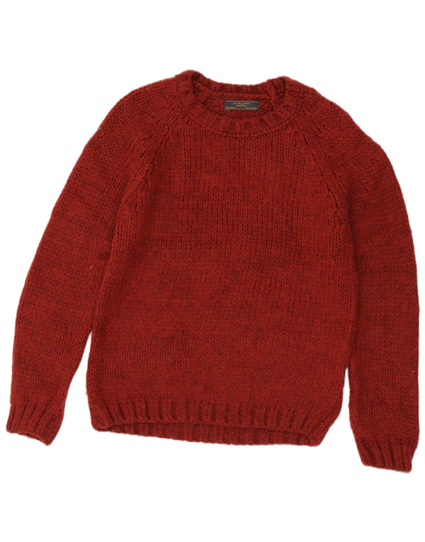 Męski sweter Zara z dekoltem w łódkę, duży, bordowy, akrylowy