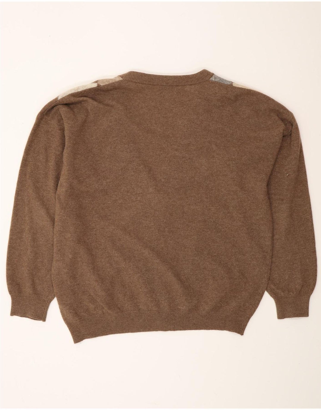 Sweter męski MONELLO IT 52, duży, brązowy, argyle/diamentowa wełna