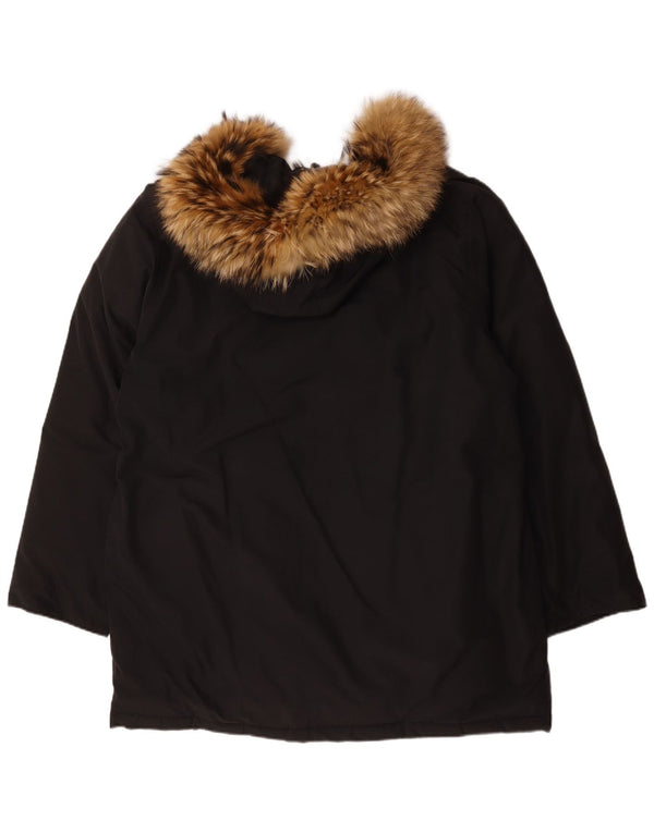 Męski ocieplany płaszcz z kapturem Rifle UK 42 XL, czarna bawełna