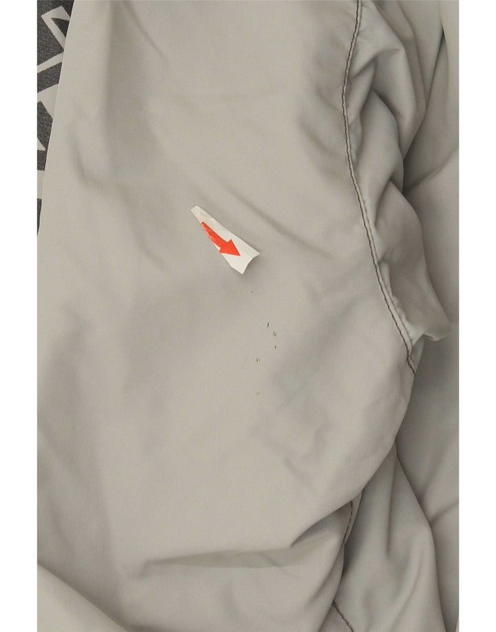 Vintage męska graficzna, oversize'owa kurtka bomber UK 40, duża, szara, poliamidowa