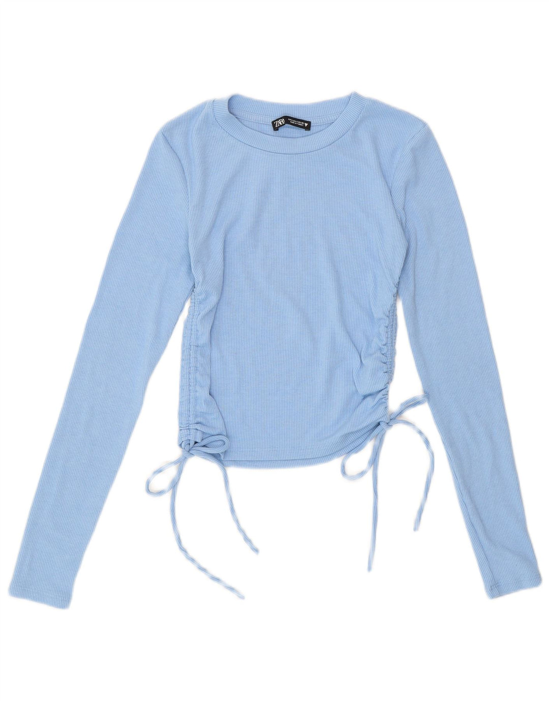 Damska bluzka z krótkim rękawem Zara, UK 8, mały, niebieski poliester