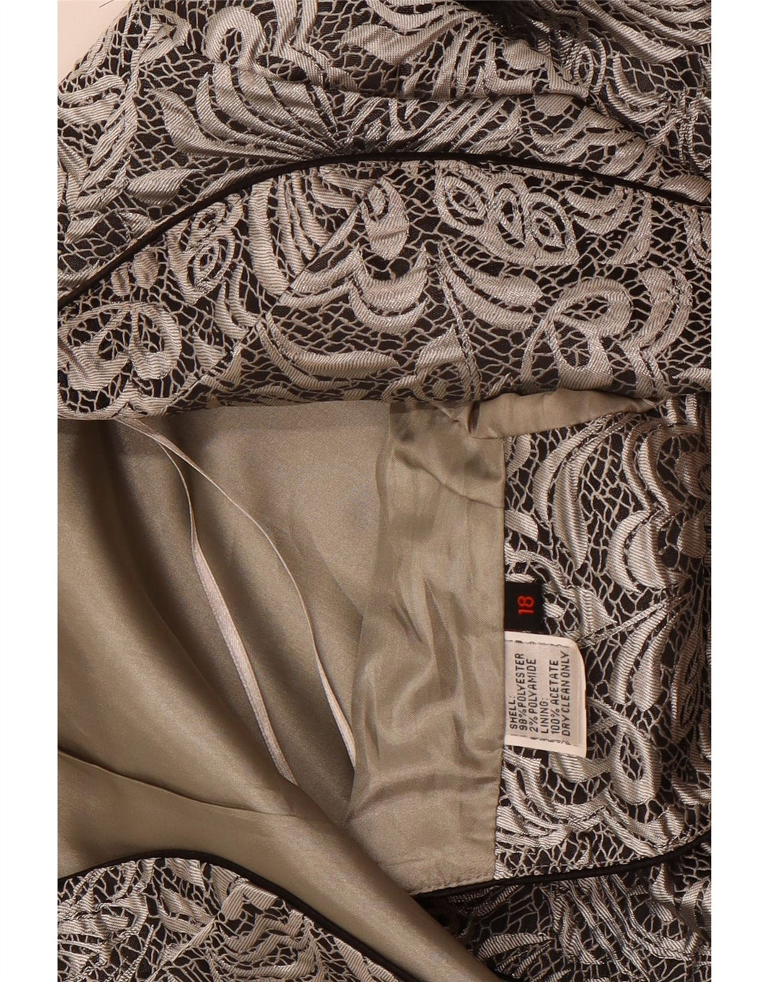 Vintage damska kurtka bolerko UK 18 XL szary kwiatowy poliester