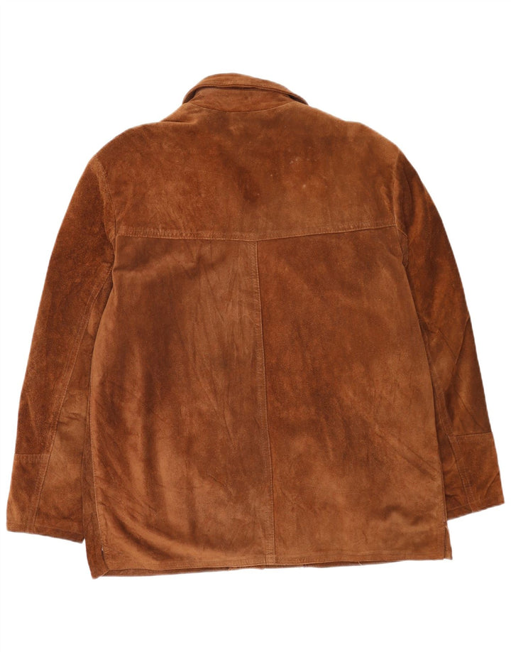 Vintage damska zamszowa kurtka UK 16, duża brązowa skóra