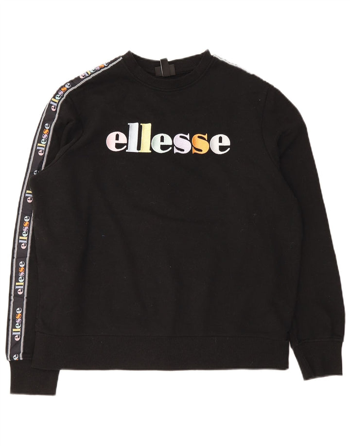 Damska bluza dresowa Ellesse z grafiką oversize, UK 10, mała, czarna bawełna