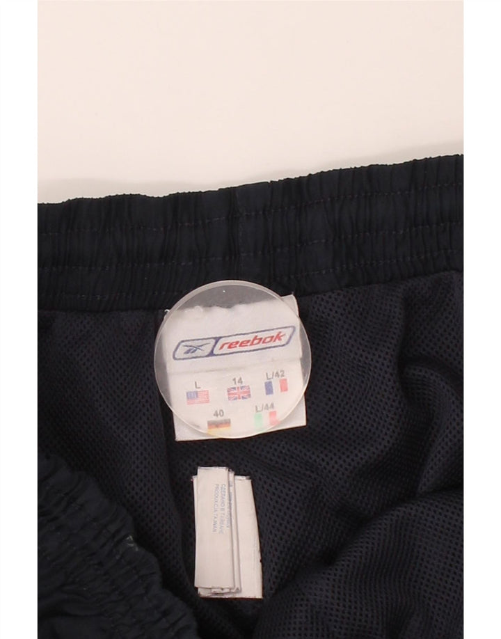 REEBOK Womens Capri Tracksuit Trousers UK 14 Large  Navy Blue Polyester