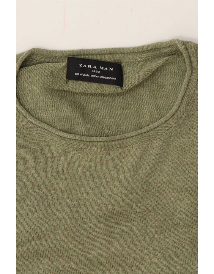 Męski sweter z okrągłym dekoltem Zara, średni zielony
