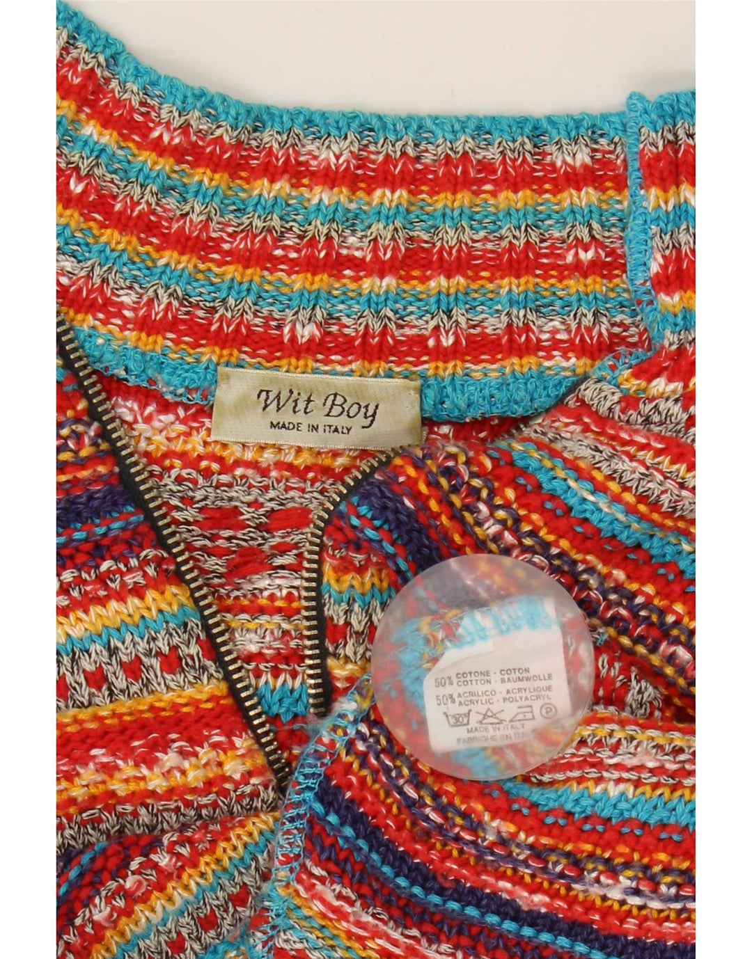 Sweter damski Wit Boy Crop Cardigan UK 12, średnie, wielokolorowe paski