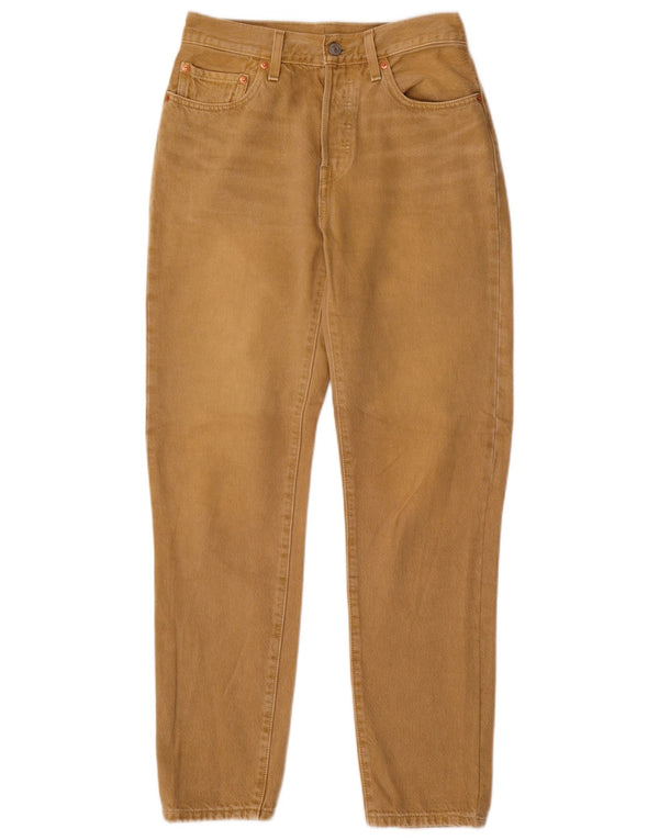 Damskie spodnie LEVI'S 501 z wysokim stanem W27 L30 Brązowa bawełna