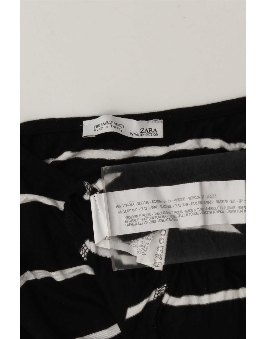 Damski top oversize z długim rękawem Zara UK 10 w małe czarne paski, wiskoza