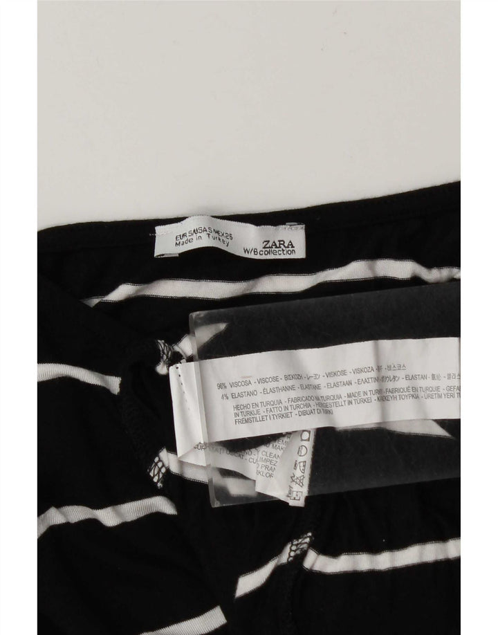 Damski top oversize z długim rękawem Zara UK 10 w małe czarne paski, wiskoza