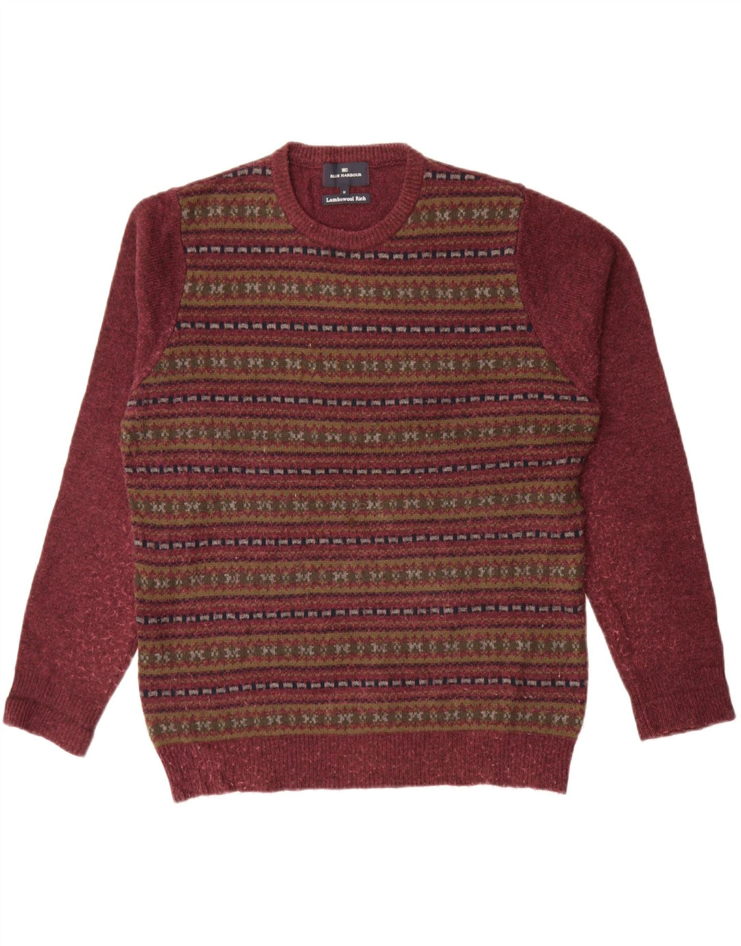 Męski sweter Marks & Spencer Blue Harbor z okrągłym dekoltem, średni burgund