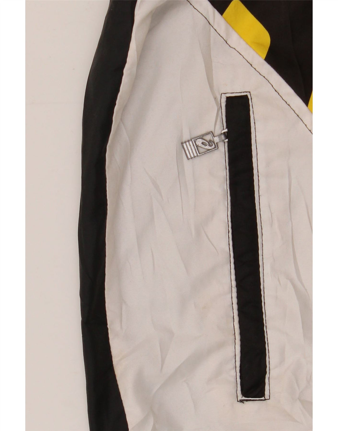 Męska kurtka przeciwdeszczowa z kapturem ASICS UK 40, duża, czarna, z blokami kolorów