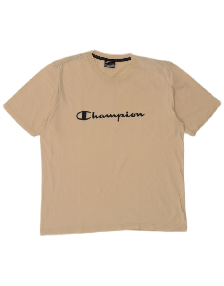 Męski T-shirt z grafiką CHAMPION Top średni beż