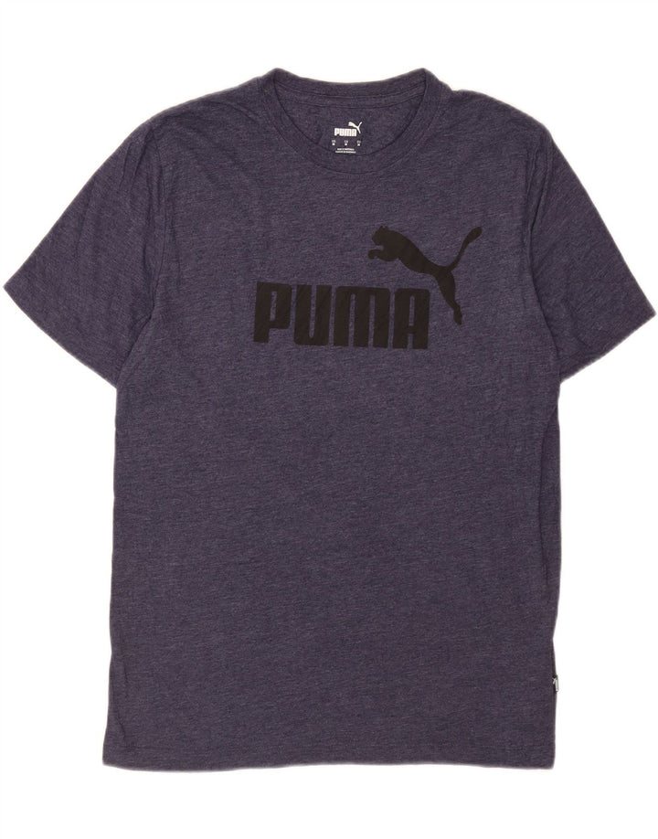 Męska koszulka z grafiką Puma, średnia, granatowa, bawełniana nakrapiana