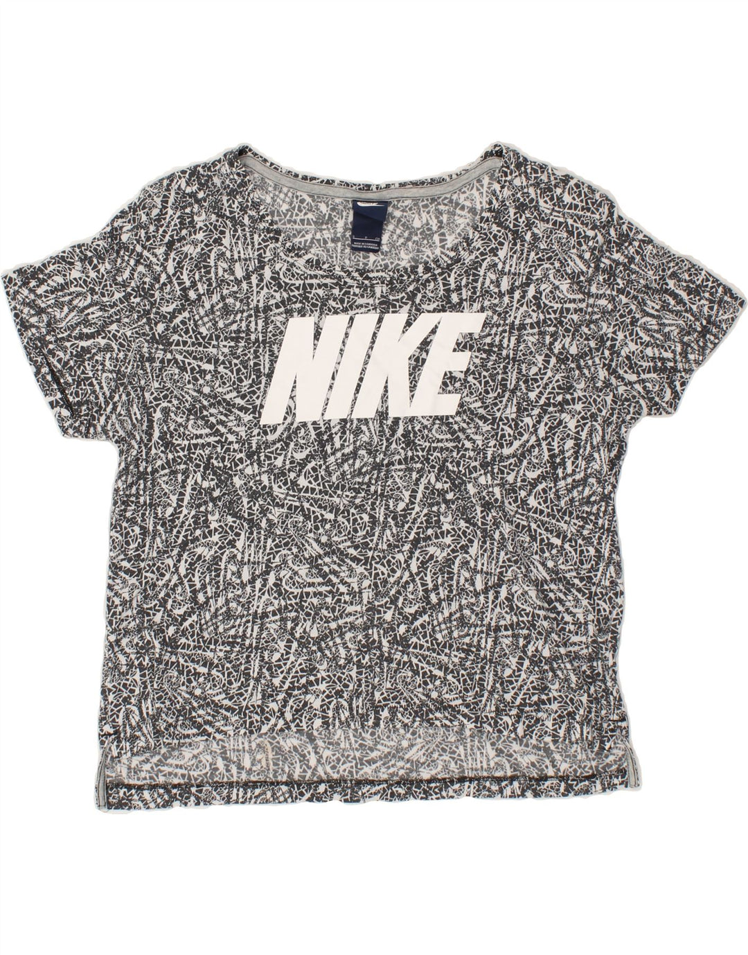 NIKE Womens Oversized Graphic T-Shirt Top UK 10 Small Black Geometric Vintage Nike and Second-Hand Nike from Messina Hembry 