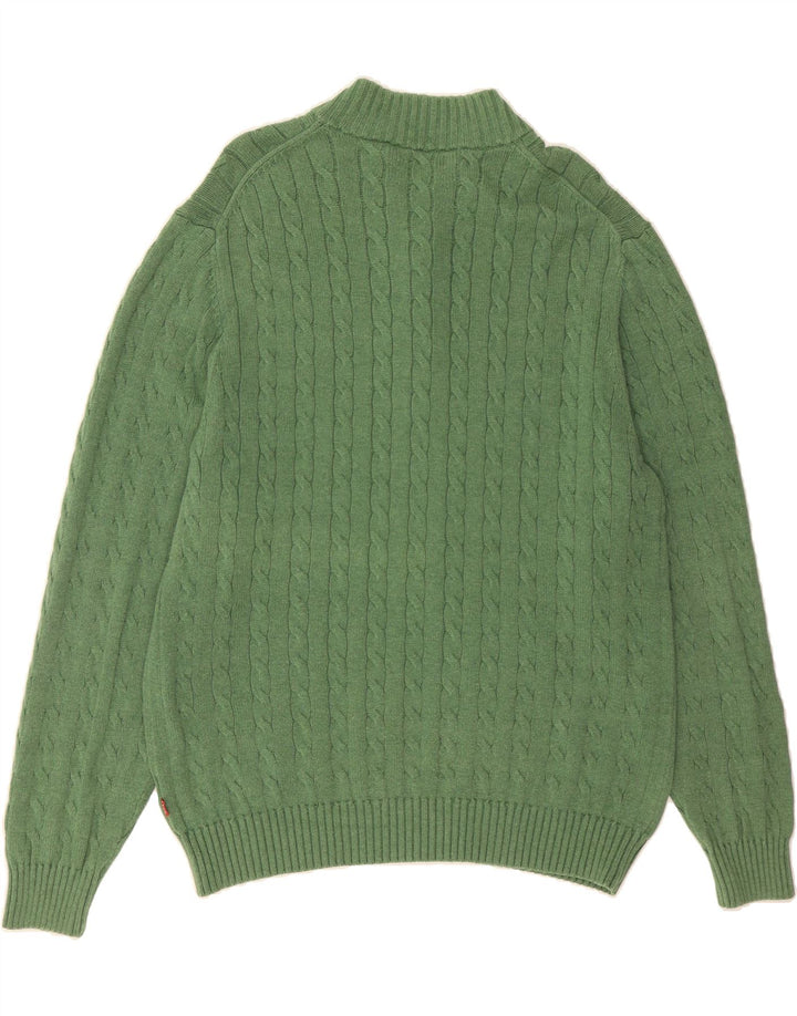 IZOD Mens Zip Neck Jumper Sweater Large Green Cotton Vintage Izod and Second-Hand Izod from Messina Hembry 