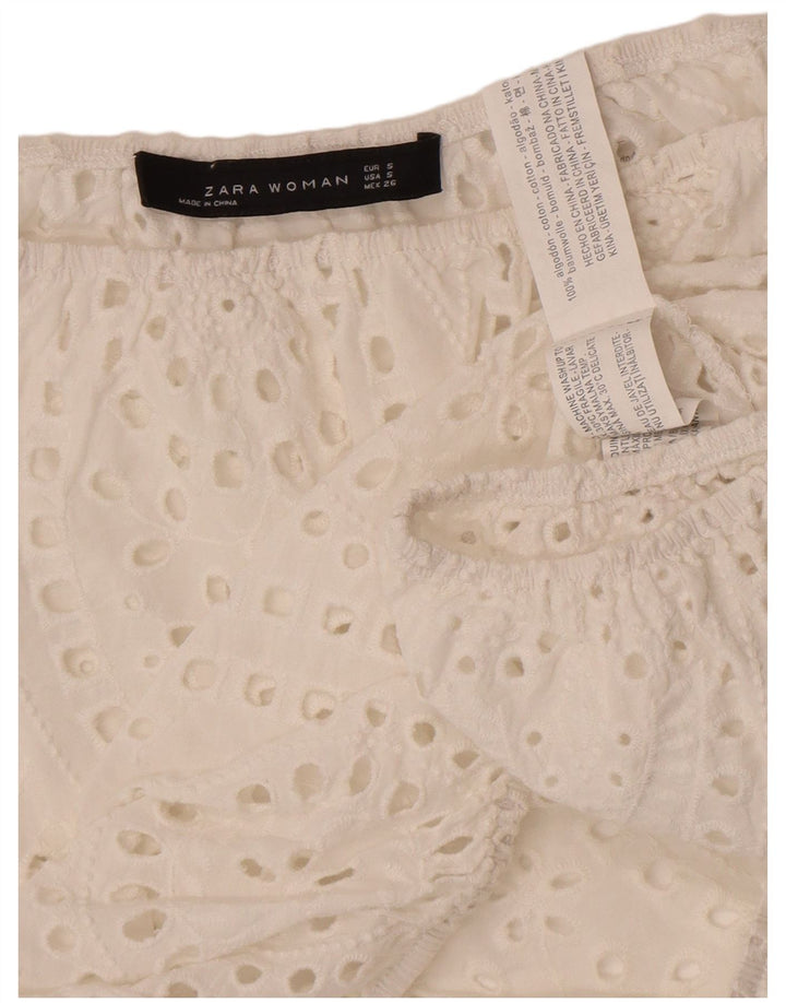 Damski top Zara z odkrytymi ramionami, UK 10, mały, biały, bawełniany