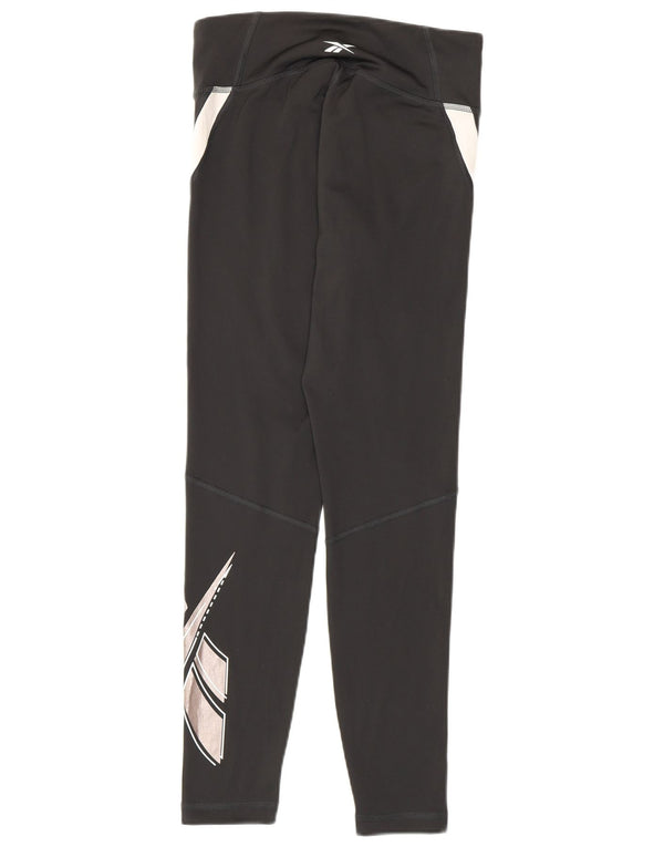 Damskie legginsy Reebok Speed Wick UK 8/10, mały, czarny, poliester z blokami kolorów